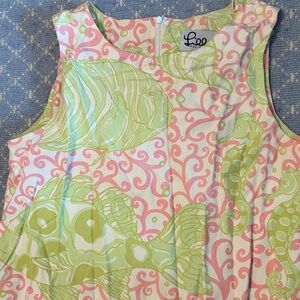 Lilly Pulitzer Pastel Pink and Green Sea Life Dress Vintage EUC Sz 8-10